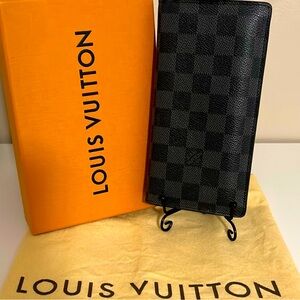 LOUIS VUITTON DAMIER GRAPHITE PORTE FEIULLE BRAZZA LONG WALLET